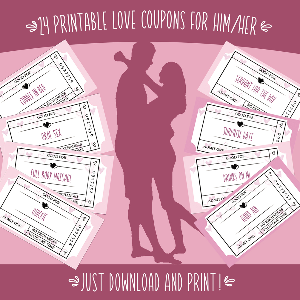 24 Printable Love Coupons Dirty Coupons for Him Or for Her