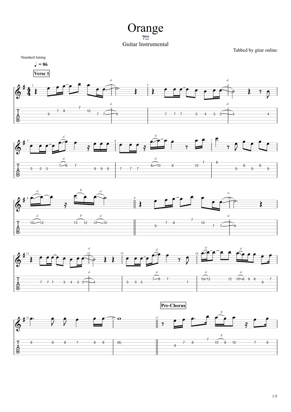 TAB. Orange 7!! (Guitar Instrumental)