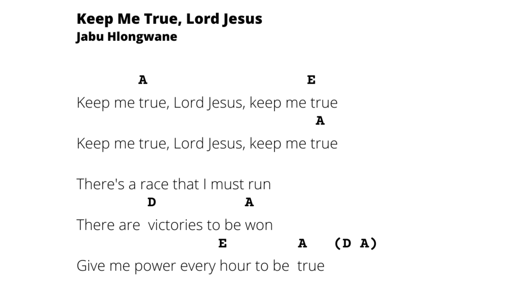 “Keep me True, Lord Jesus” guitar chords / lead sheet