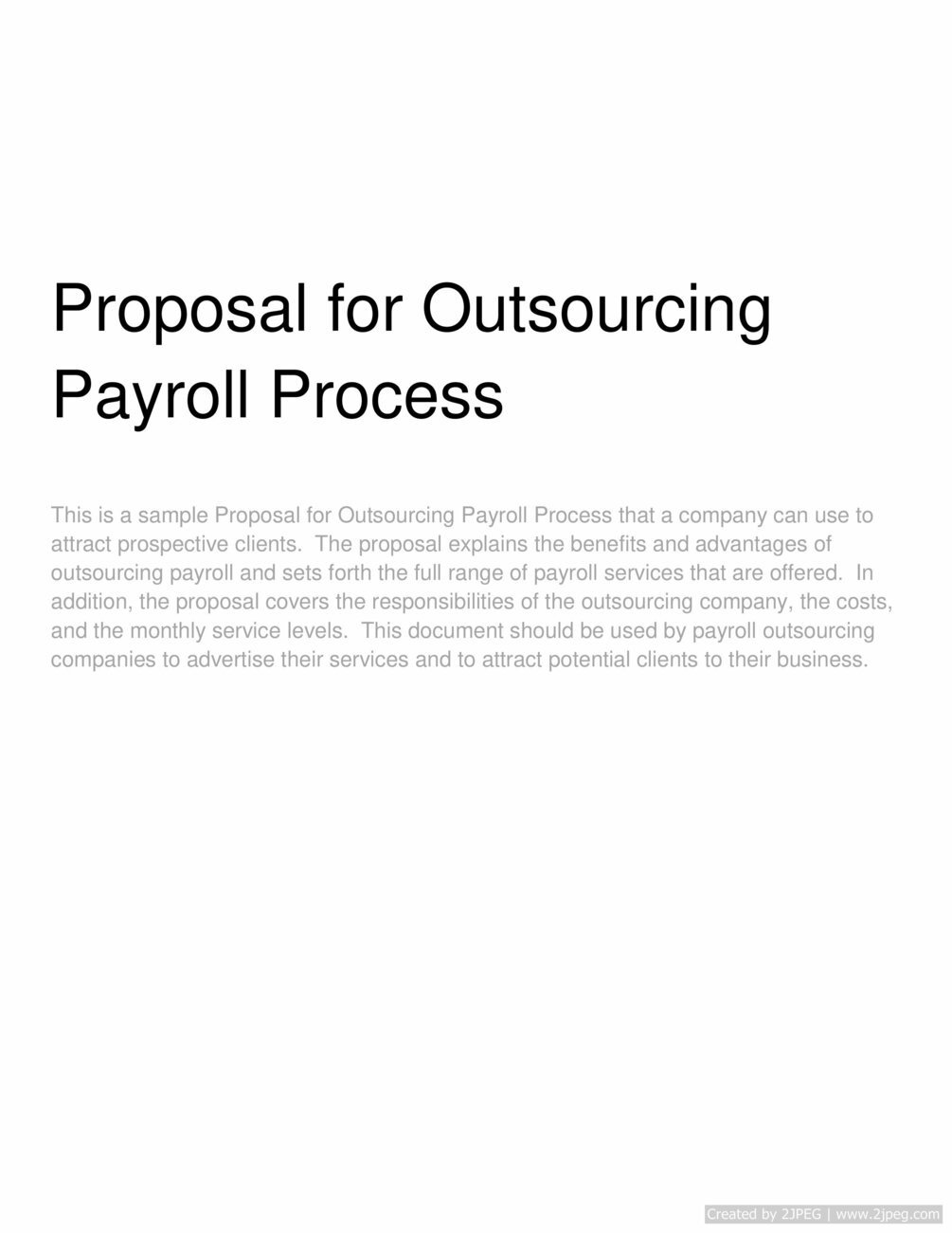 Proposal for Outsourcing Payroll Process