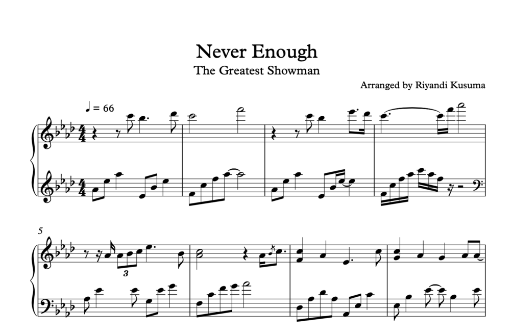 Never Enough The Greatest Showman (Sheet Music)