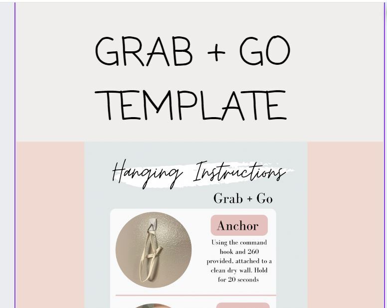 Grab+ Go Hanging instructions Infographic