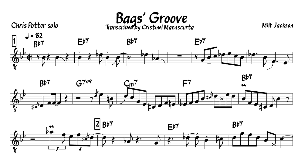 Chris Potter Bags' Groove, in C (transcription)