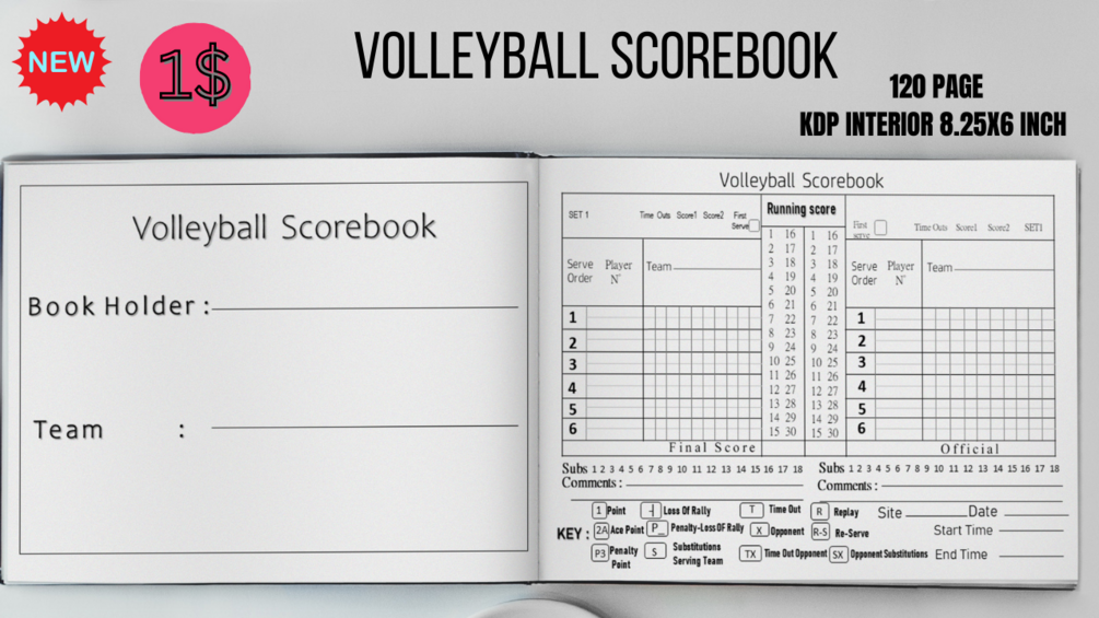 Volleyball Scorebook KDP interior Template