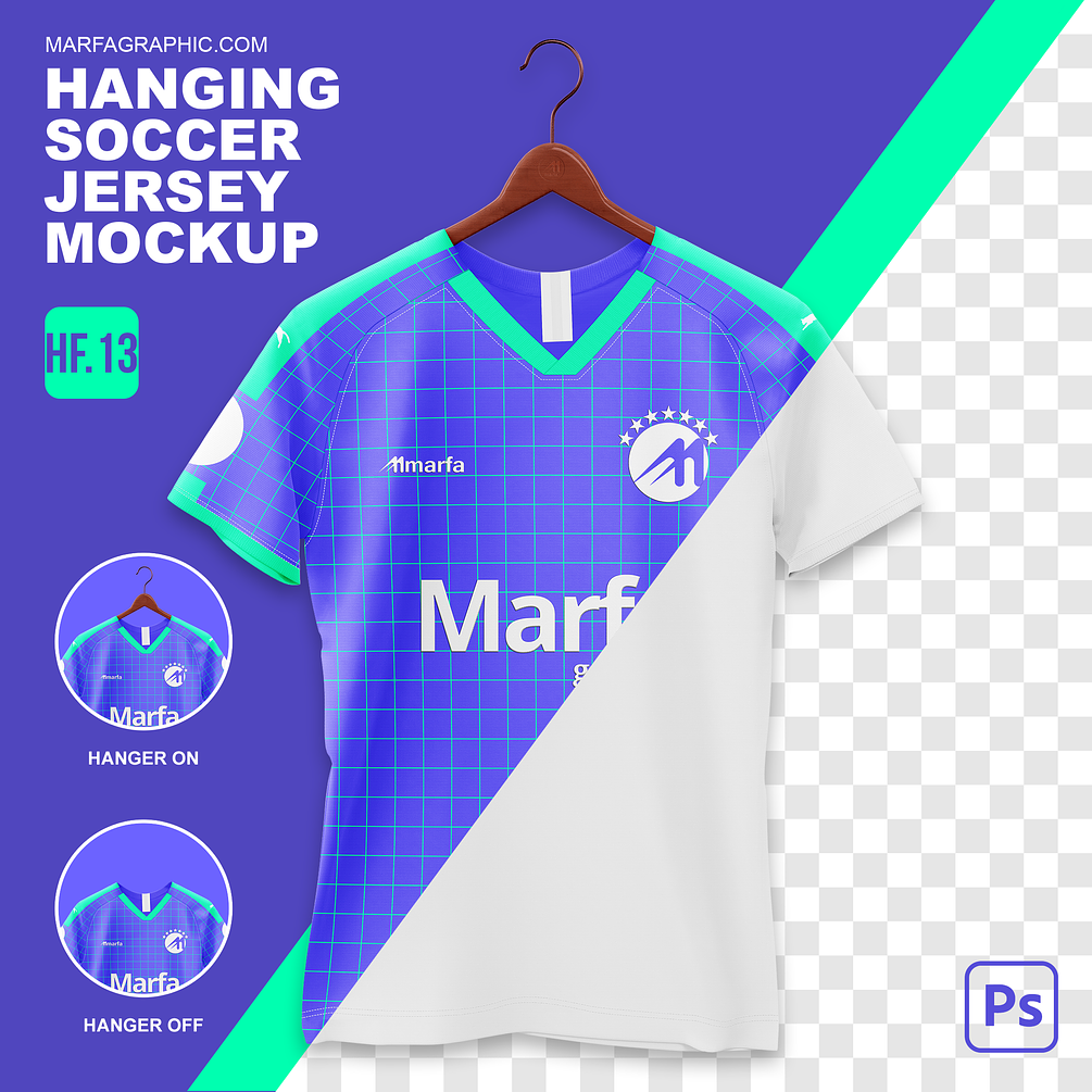 HF13. NIKE 2019 V NECK HANGING SOCCER JERSEY MOCKUP