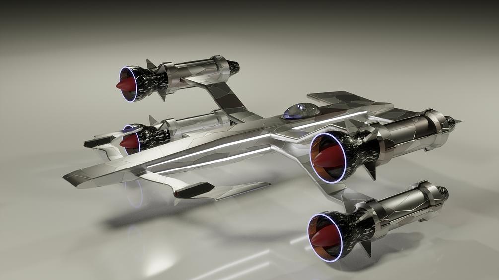 XWing Style Fighter With Materials Blender Project File