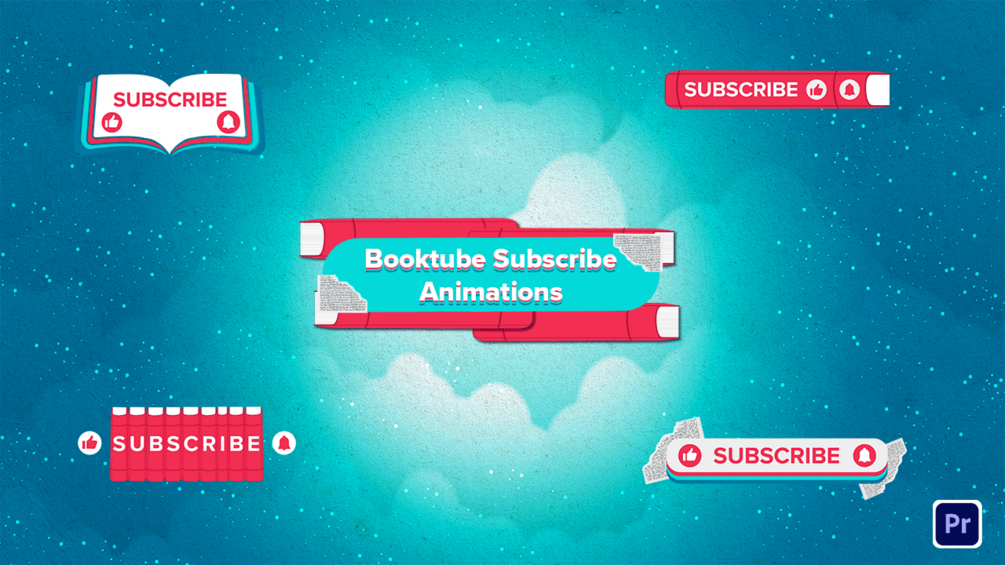 BookTuber Subscribe Animation Overlays for YouTube Creators .Mogrt