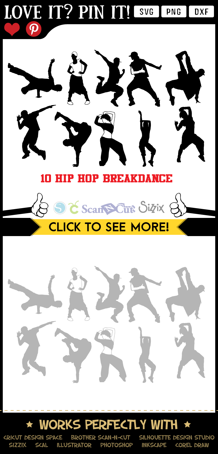 Download Hip Hop Break Dance Svg Cut Files 10 Designs Special Gifts