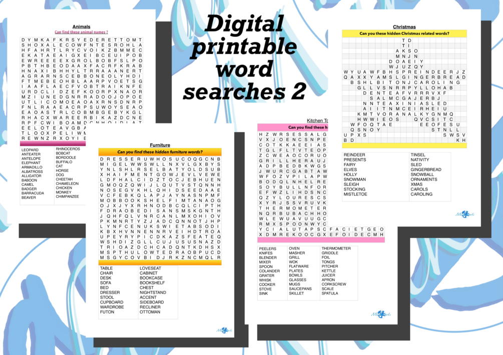 Digital printable word search part 2