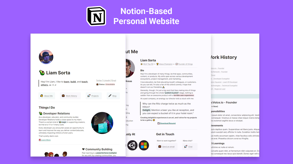 Personal Website Notion so Template