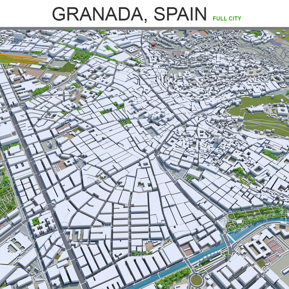 Granada city Spain 3d model 20km