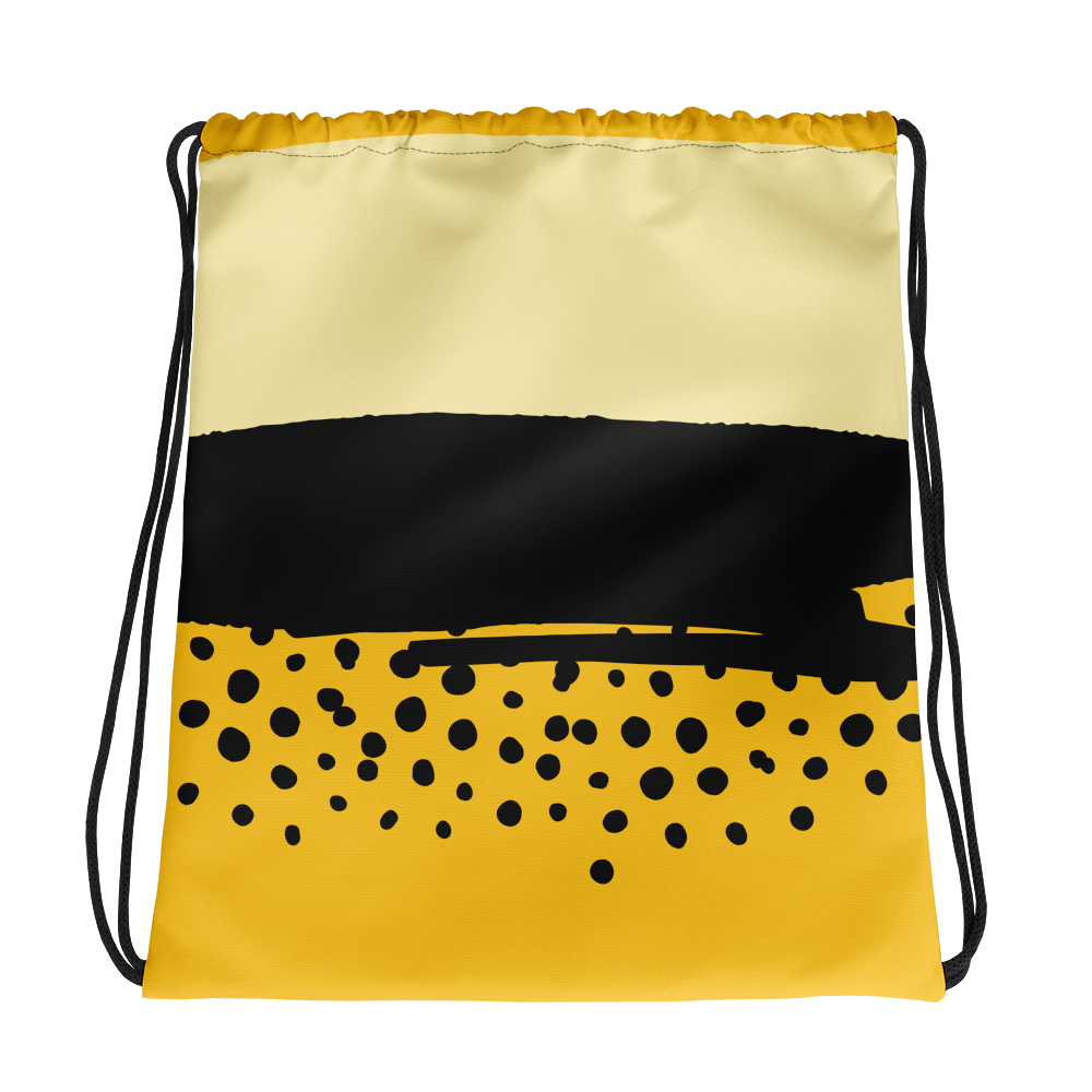 Abstract Yellow/black Drawstring Bag image mockup