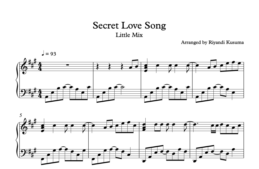 Secret Love Song Little Mix (Sheet Music)