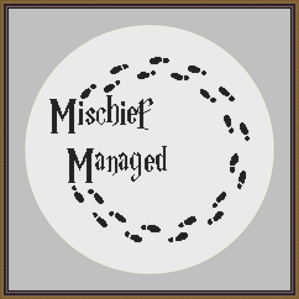 Mischief managed marauders map cross stitch pattern harry potter