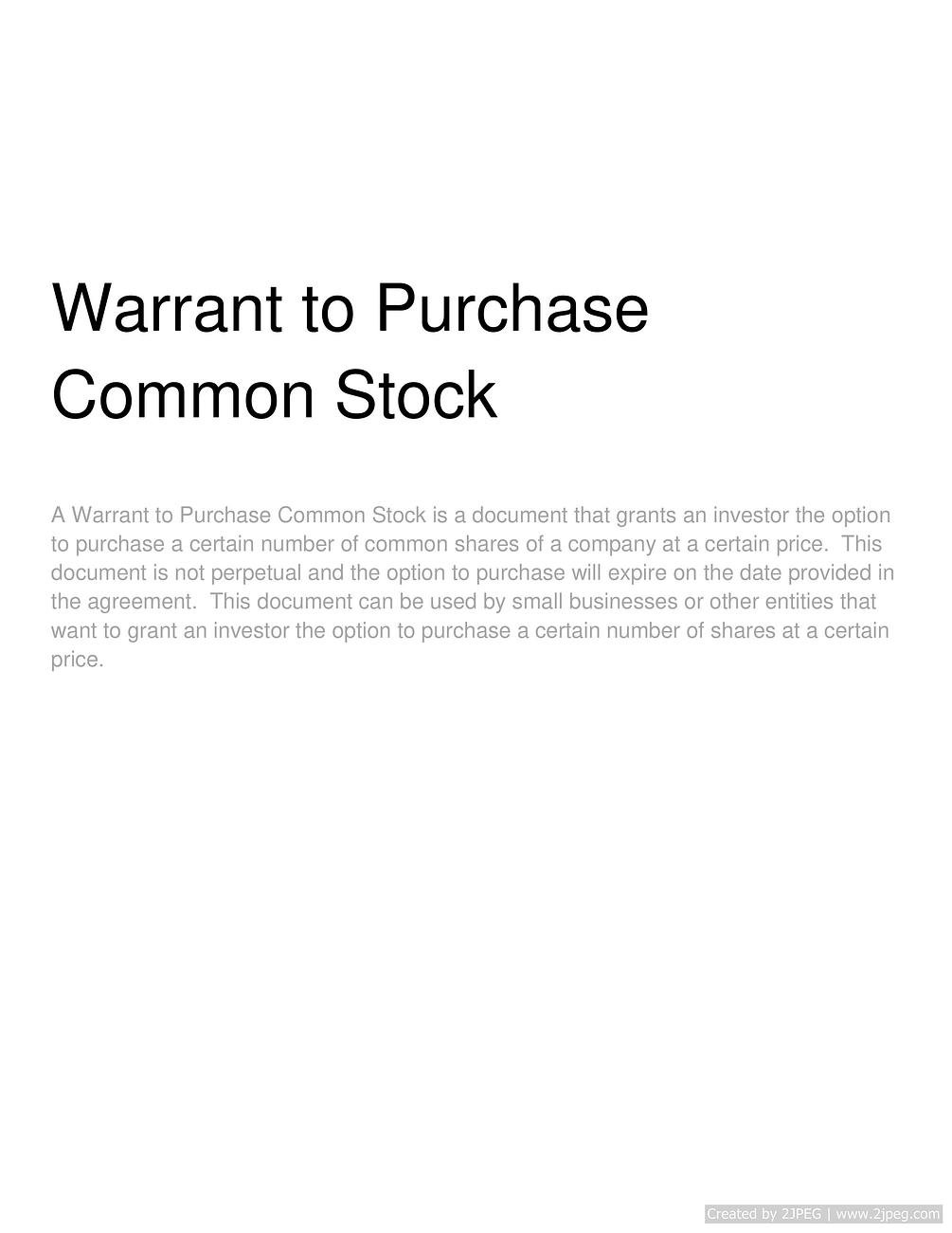 Warrant to Purchase Common Stock 1