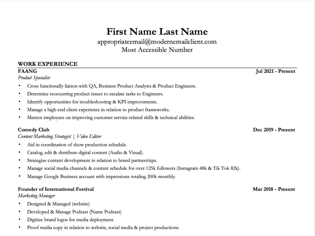 The FAANG Resume