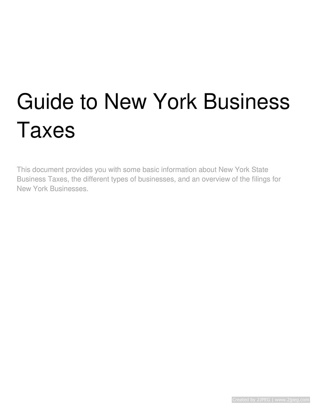 Guide to New York Business Taxes