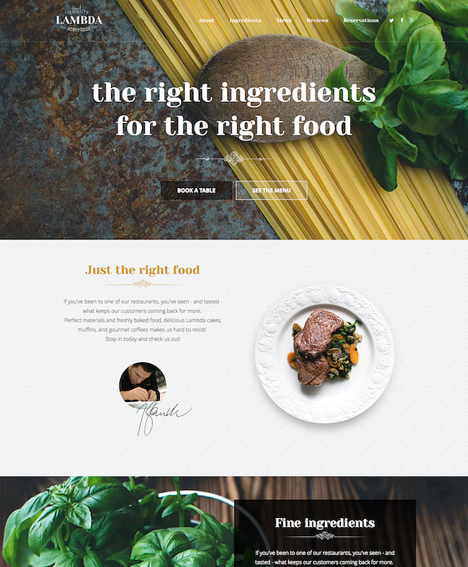 One Page Restaurant HTML & CSS Template