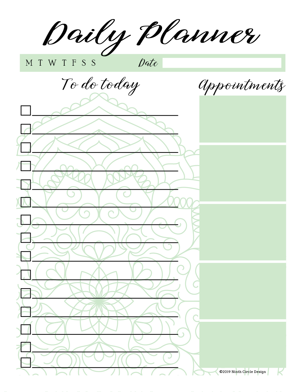Printable Daily Planner - Version 3