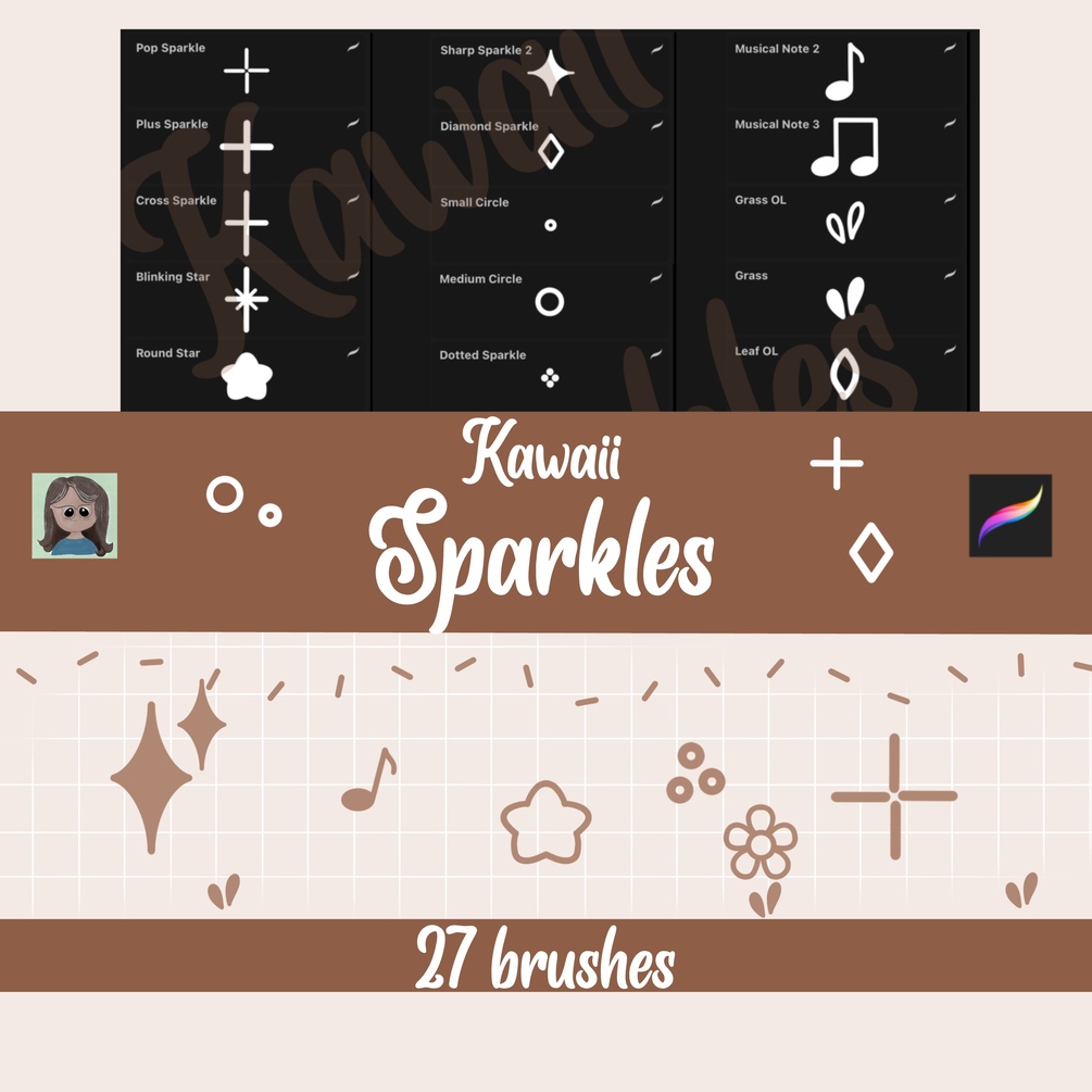 KAWAII SPARKLES brushes for Procreate Instant download