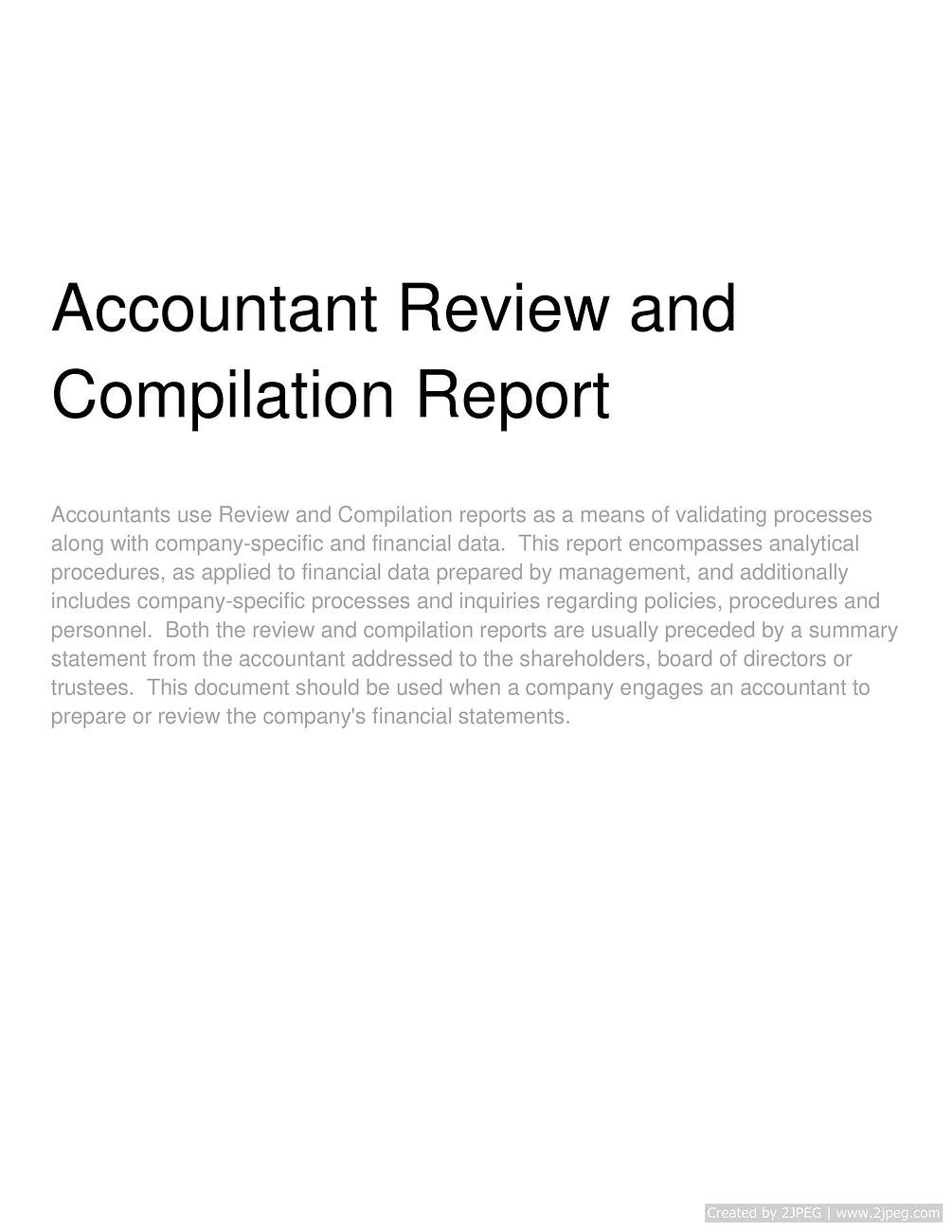 Accountant Review And Compilation Report   Baaca0eb0e33dc4f9d45910b8c86623f0144cea0fe0c2093c546d17d535752eb