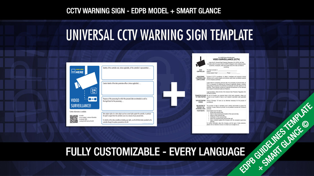 CCTV Surveillance Sign GDPR EDPB Guidelines template + SmartGlance©