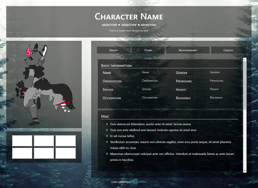 Transparent HTML Toyhou.se Character Template