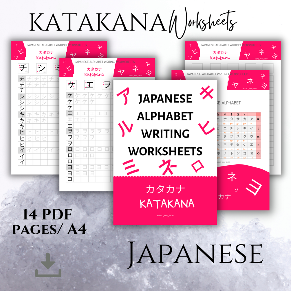 japanese alphabet katakana writing and learning worksheets