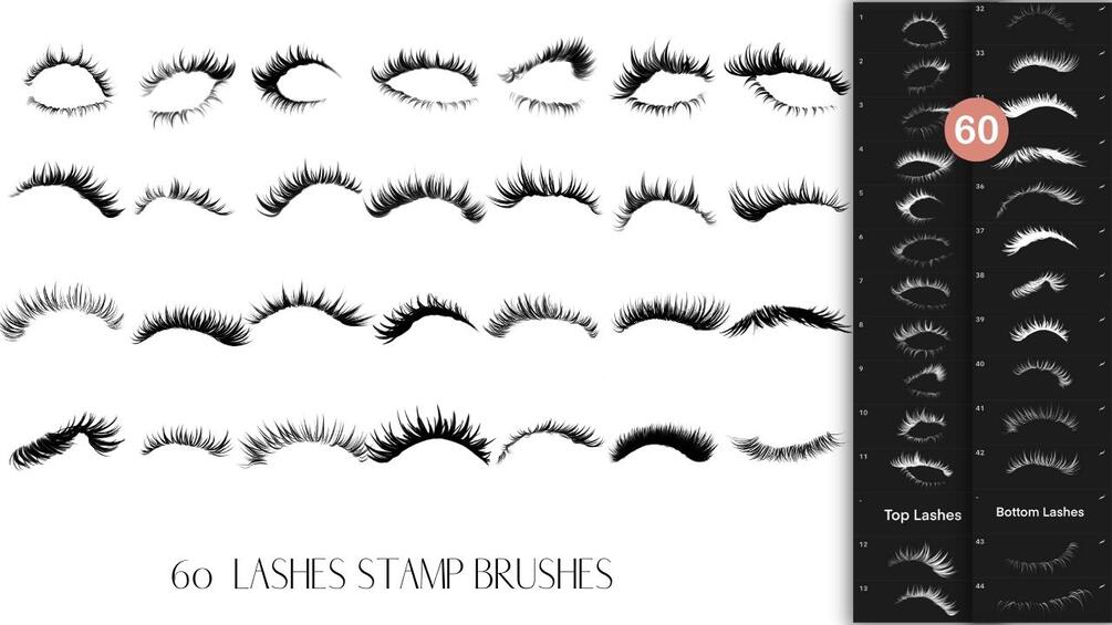 Procreate Eyelashes 60 Stamp Brushes Set
