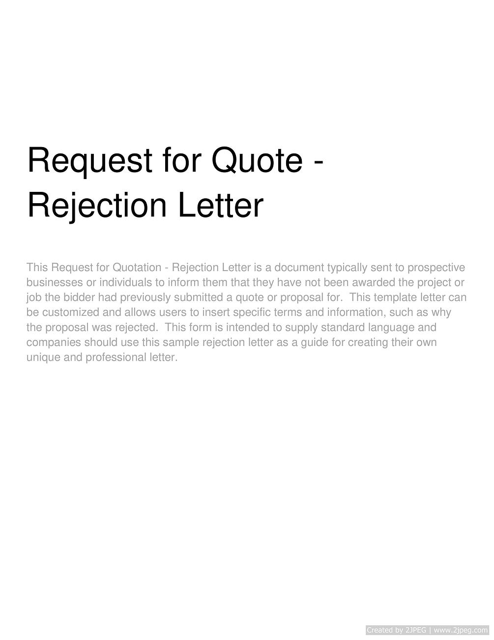 Request For Quote Rejection Letter