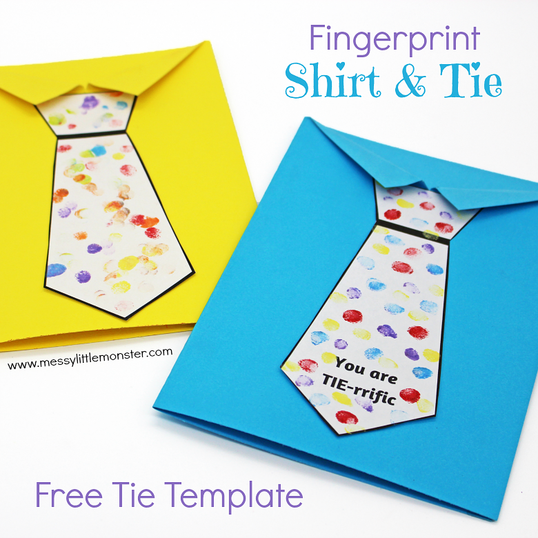 Father S Day Tie Card With Free Printable Tie Template Messy Little Monster