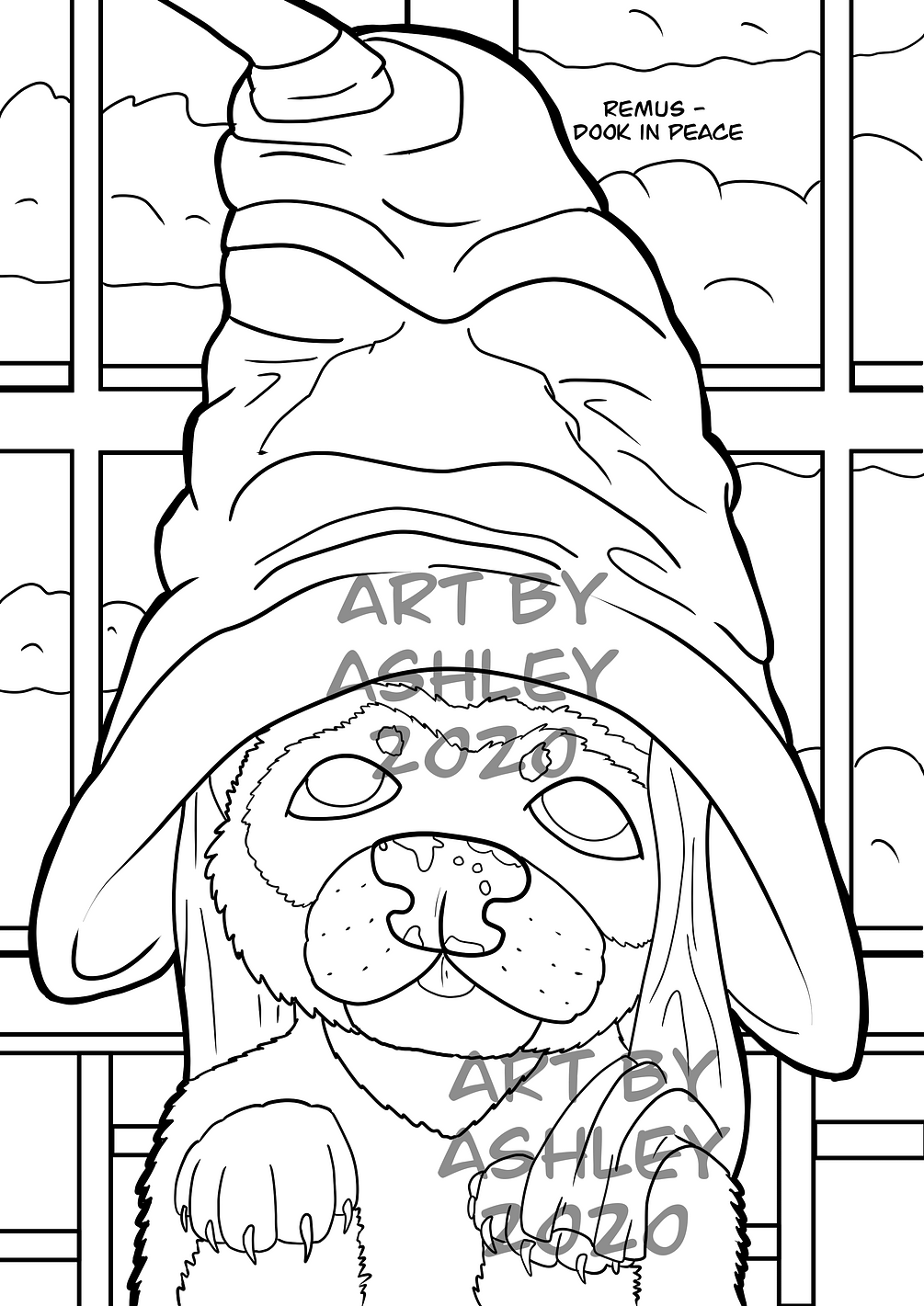 Sorting Hat Ferret - Ferret Coloring Page
