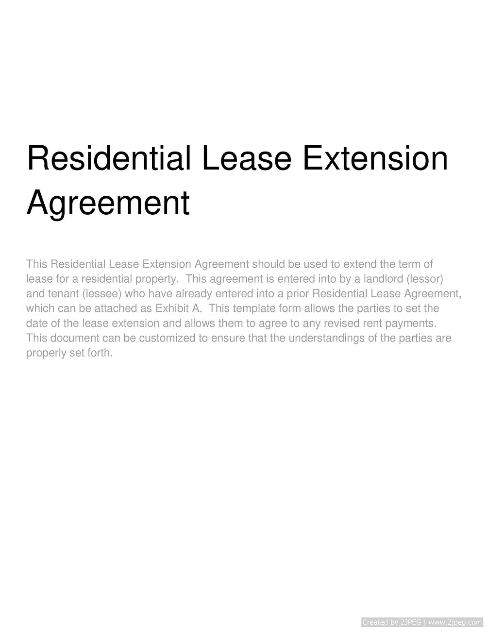 Residential Lease Extension Agreement