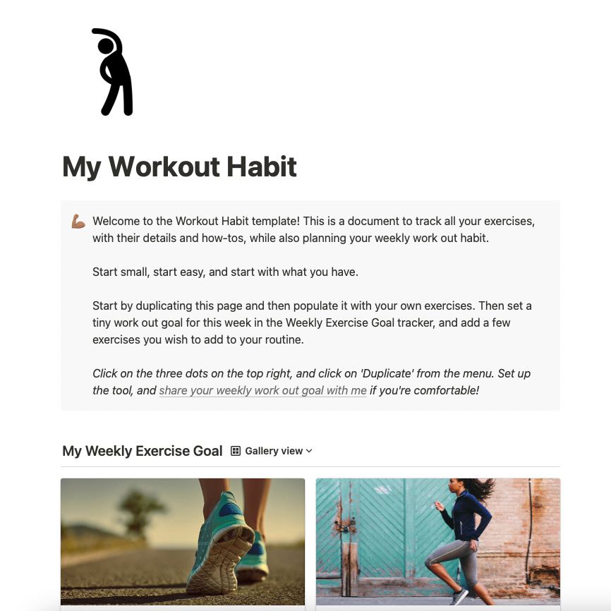 Workout Notion Template Printable Templates