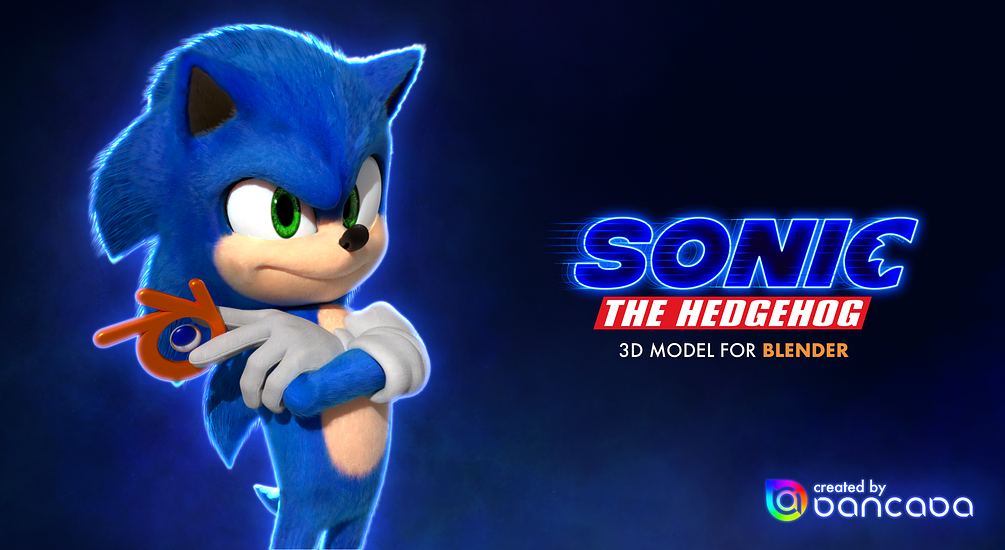 Sonic the Hedgehog (film design) model for Blender