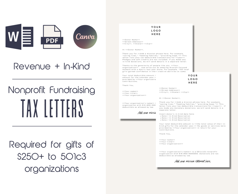 Tax Receipt Template InKind Donation Receipt Financial Donation