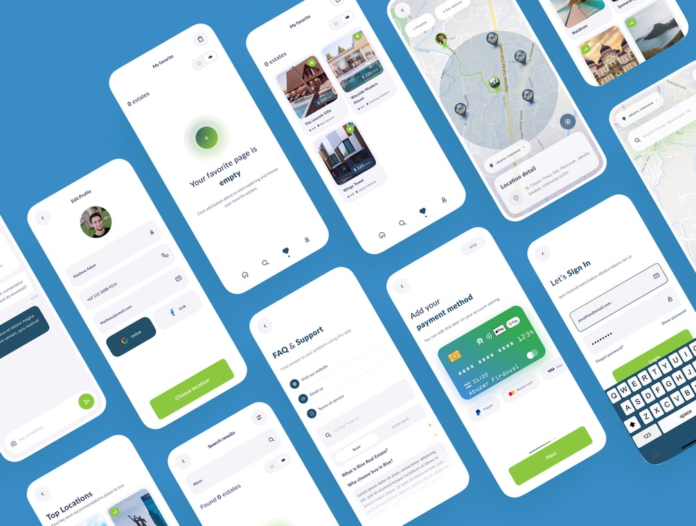 Free Real Estate App UI Kit Figma Sketch XD UI Template
