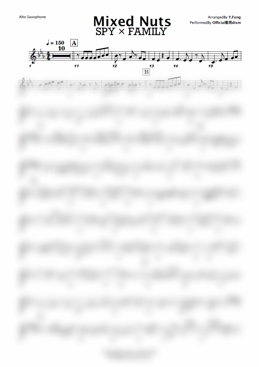 Mixed Nuts / Official HIGE DANdism 【AltoSaxoSolo】