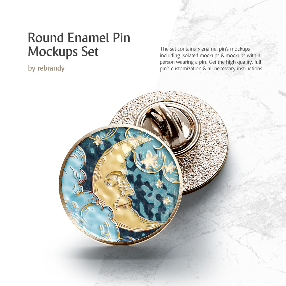 Download Round Enamel Pin Mockups Set