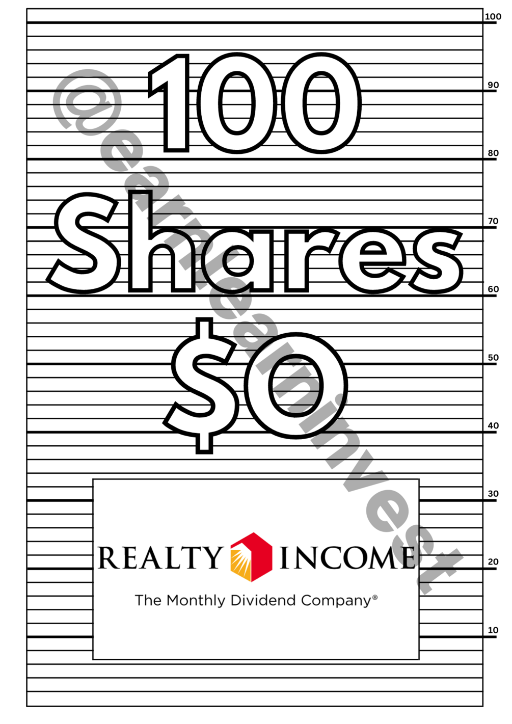 100 shares realty income o tracker sheet