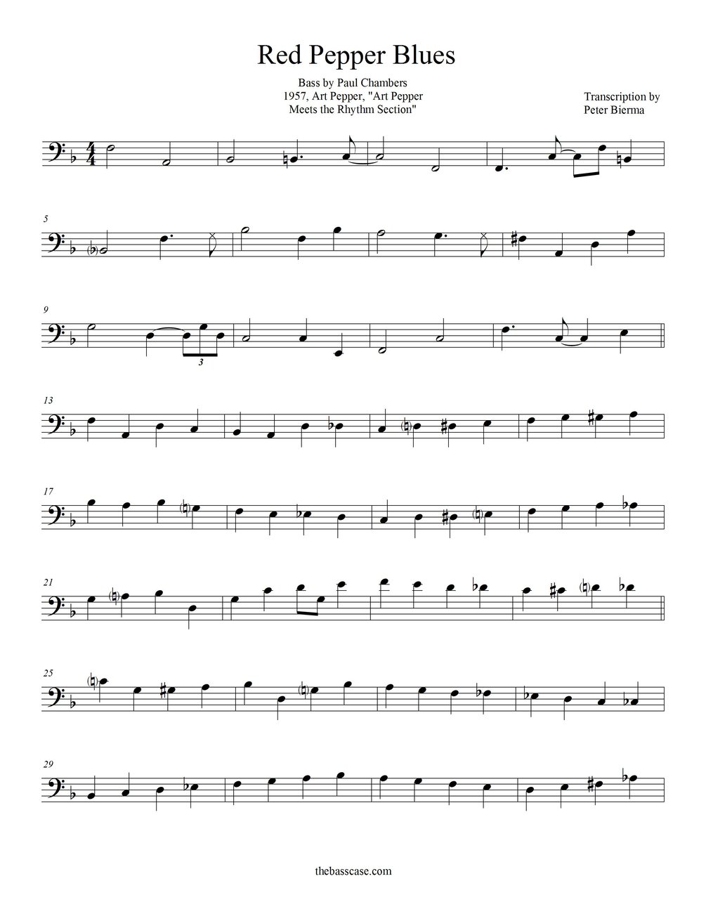 Paul Chambers Red Pepper Blues 4 Pages