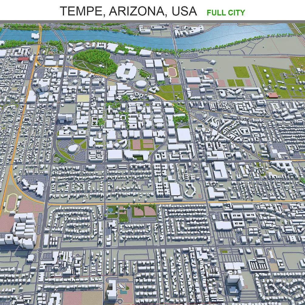Tempe city Arizona USA 3d model 20km