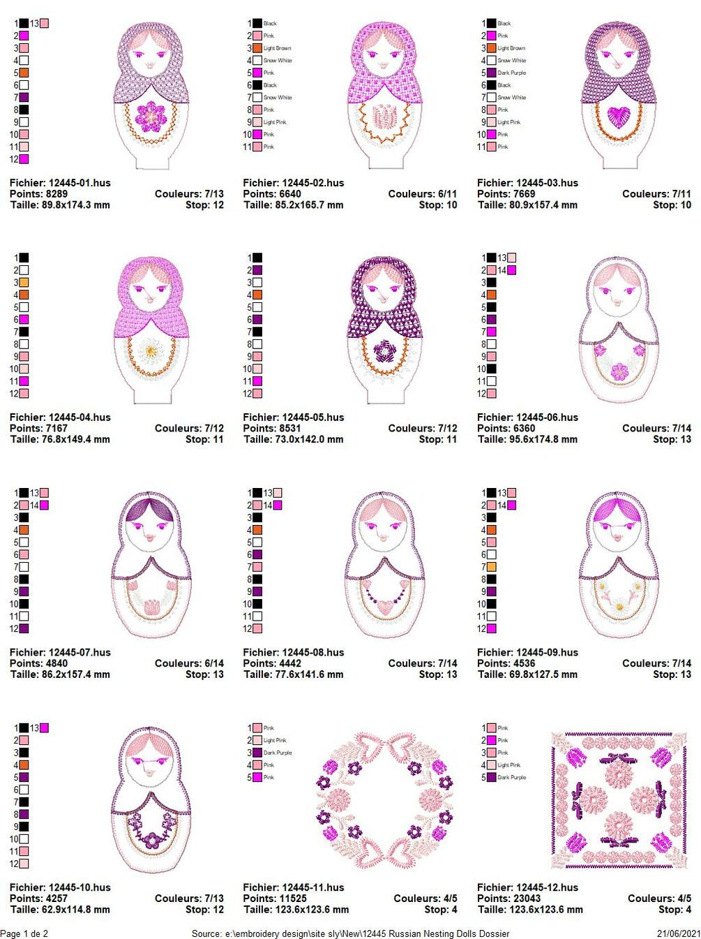 OESD 12445 Russian Nesting Dolls Embroidery designs