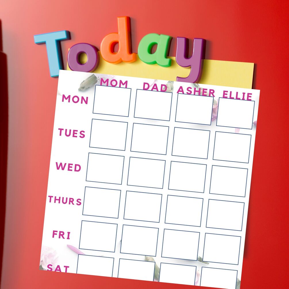 Editable Weekly Family Calendar