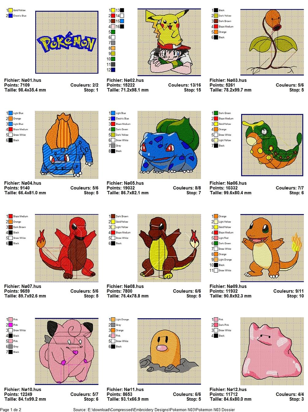 pokemon serie 3 designs for embroidery machine