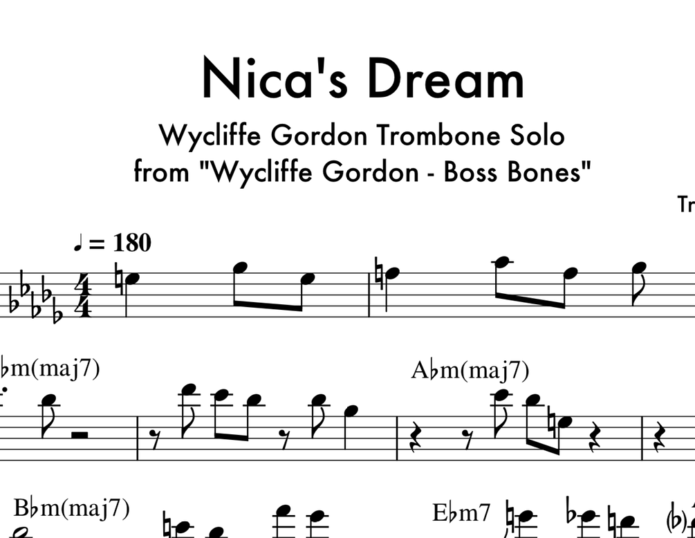 Wycliffe Gordon Nica's Dream Trombone Jazz Transcription