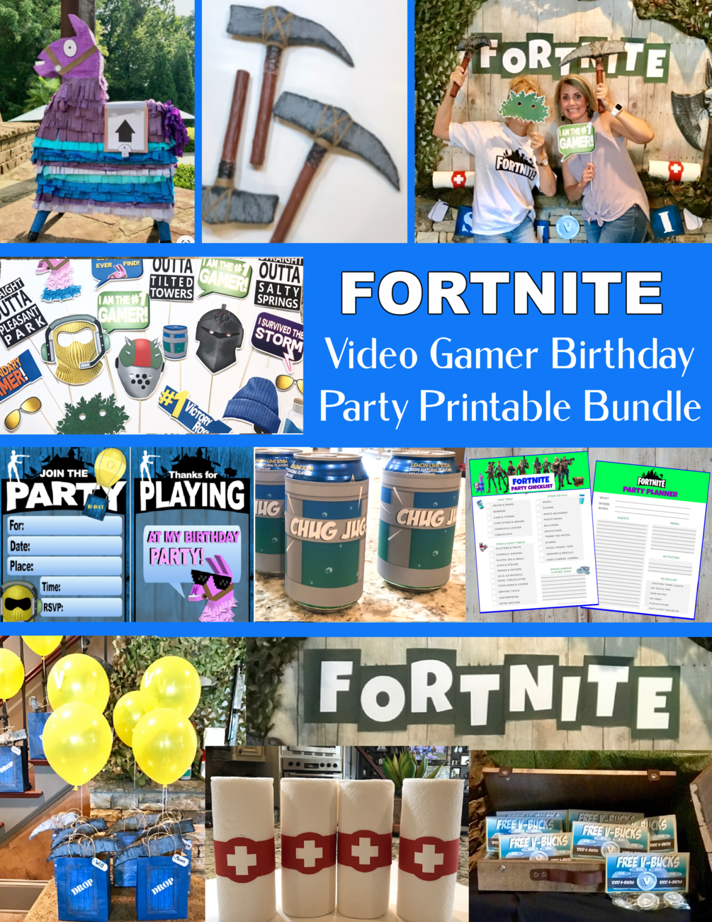 Fortnite Video Game themed Party Printables Package