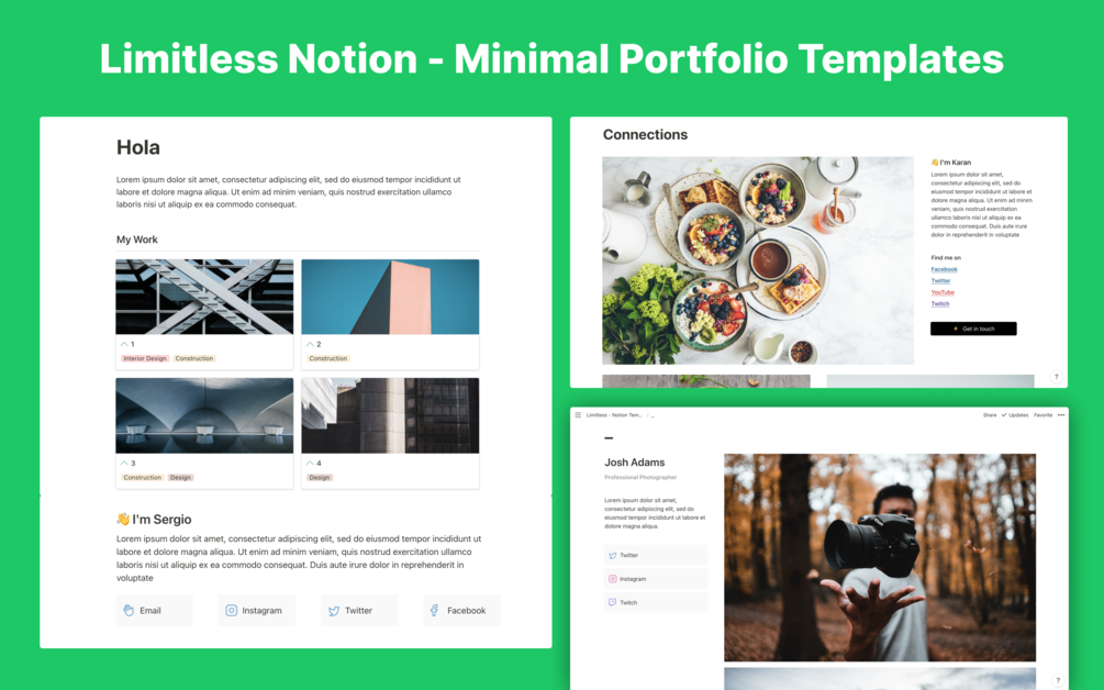 Limitless Notion Templates Minimal Portfolio