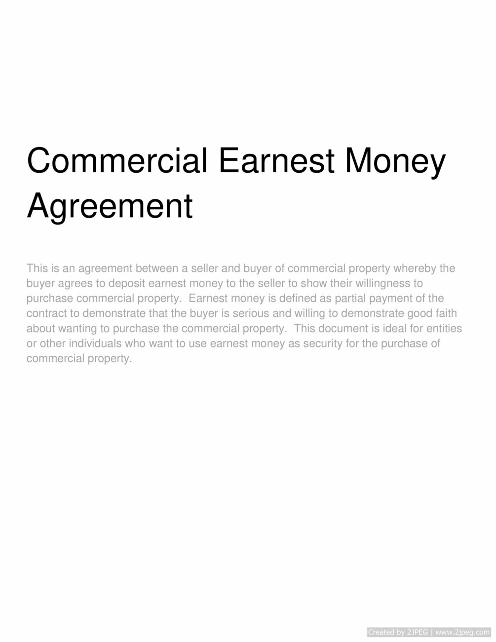 Commercial Earnest Money Agreement