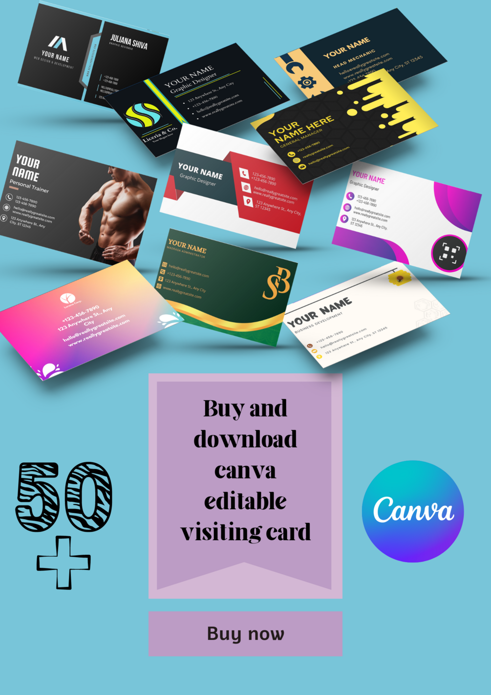 Business card dwonload canva editable 50+